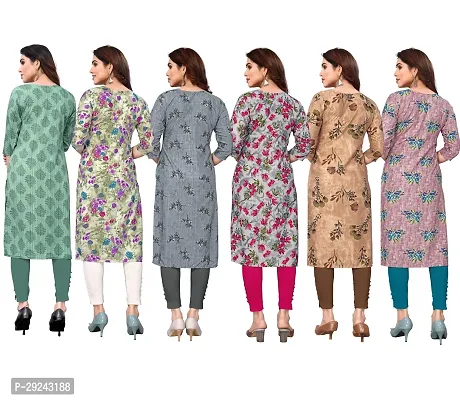 Beautiful Crepe Printed Straight Kurta For Women Pack of 6-thumb2