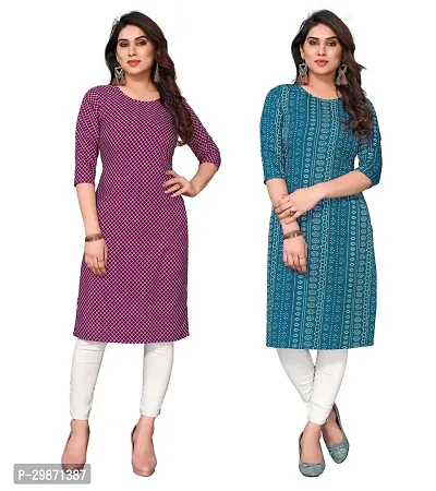 Pretty Crepe Printed Straight Kurta Combo Of 2