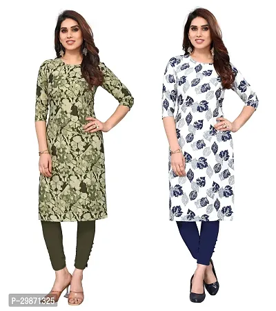 Pretty Crepe Printed Straight Kurta Combo Of 2