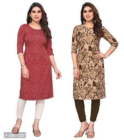 Pretty Crepe Printed Straight Kurta Combo Of 2-thumb0