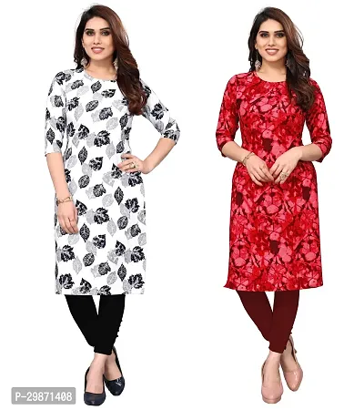 Pretty Crepe Printed Straight Kurta Combo Of 2