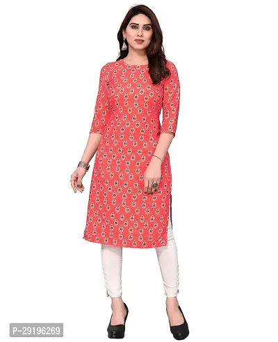 Attractive Pink Printed Crepe Straight Kurta For Women-thumb0