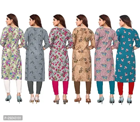 Beautiful Crepe Printed Straight Kurta For Women Pack of 6-thumb2