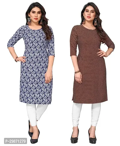 Pretty Crepe Printed Straight Kurta Combo Of 2