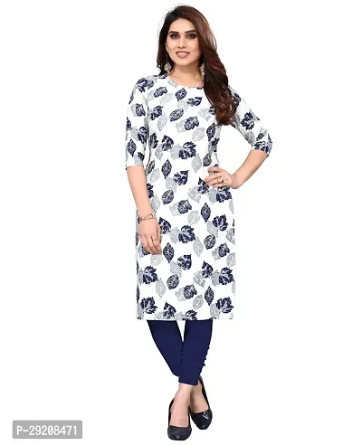 Pretty White Printed Crepe Straight Kurta