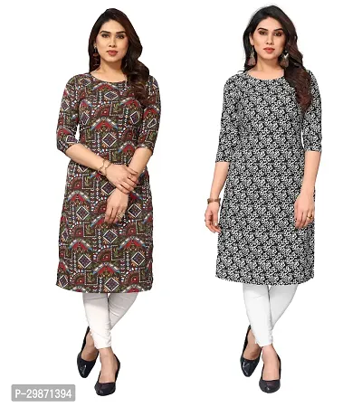 Pretty Crepe Printed Straight Kurta Combo Of 2