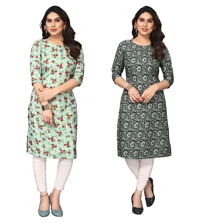 Combo Of 2 Crepe Printed Kurtis