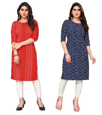 Combo Of 2 Crepe Printed Kurtis