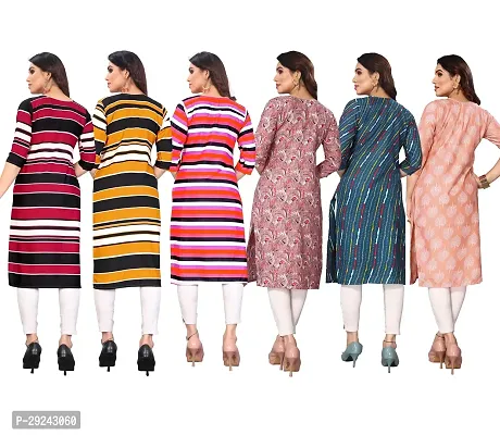 Beautiful Crepe Printed Straight Kurta For Women Pack of 6-thumb2