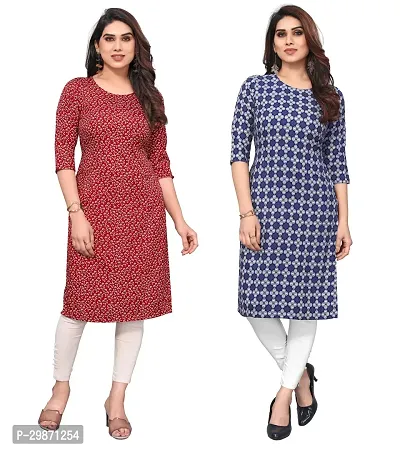 Pretty Crepe Printed Straight Kurta Combo Of 2