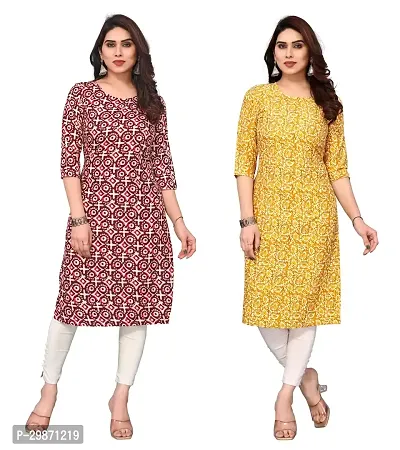 Pretty Crepe Printed Straight Kurta Combo Of 2-thumb0