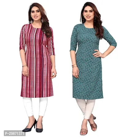 Pretty Crepe Printed Straight Kurta Combo Of 2-thumb0