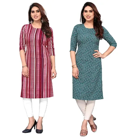 Combo Of 2 Crepe Printed Kurtis