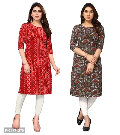 Pretty Crepe Printed Straight Kurta Combo Of 2-thumb0