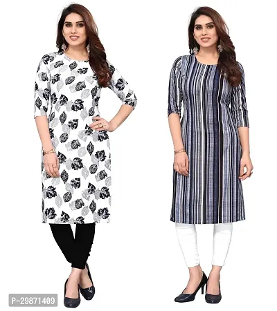 Pretty Crepe Printed Straight Kurta Combo Of 2