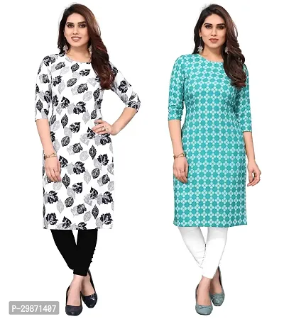 Pretty Crepe Printed Straight Kurta Combo Of 2