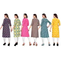 Beautiful Crepe Printed Straight Kurta For Women Pack of 6-thumb1