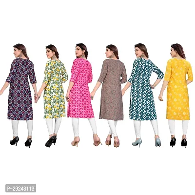 Beautiful Crepe Printed Straight Kurta For Women Pack of 6-thumb3