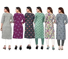 Beautiful Crepe Printed Straight Kurta For Women Pack of 6-thumb1