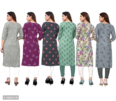 Beautiful Crepe Printed Straight Kurta For Women Pack of 6-thumb2