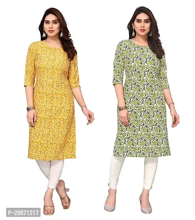 Pretty Crepe Printed Straight Kurta Combo Of 2