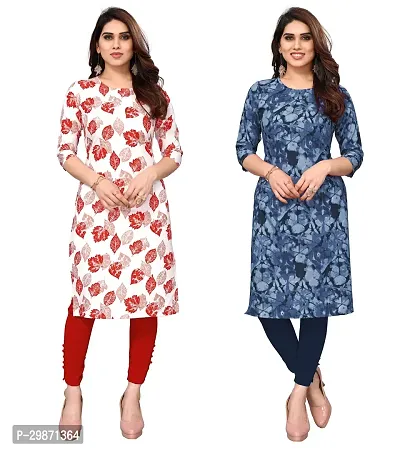 Pretty Crepe Printed Straight Kurta Combo Of 2