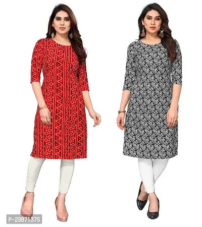 Pretty Crepe Printed Straight Kurta Combo Of 2-thumb0