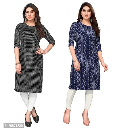 Pretty Crepe Printed Straight Kurta Combo Of 2-thumb0