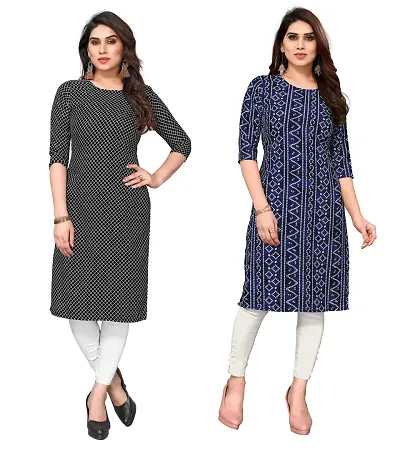 Combo Of 2 Crepe Printed Kurtis