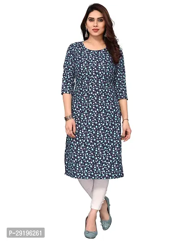 Attractive Blue Printed Crepe Straight Kurta For Women-thumb0