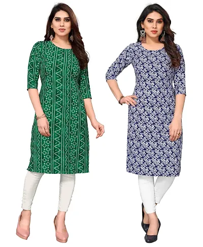 Combo Of 2 Crepe Printed Kurtis