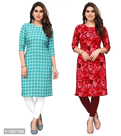 Pretty Crepe Printed Straight Kurta Combo Of 2