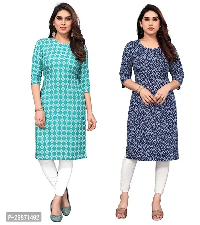 Pretty Crepe Printed Straight Kurta Combo Of 2