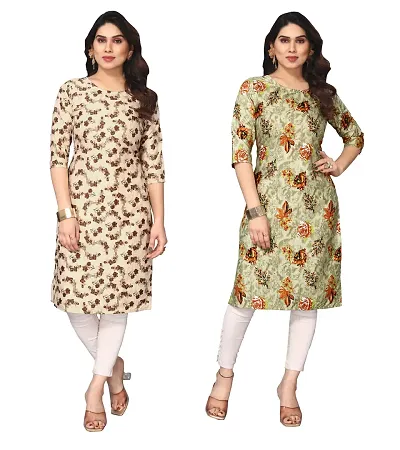 Combo Of 2 Crepe Printed Kurtis