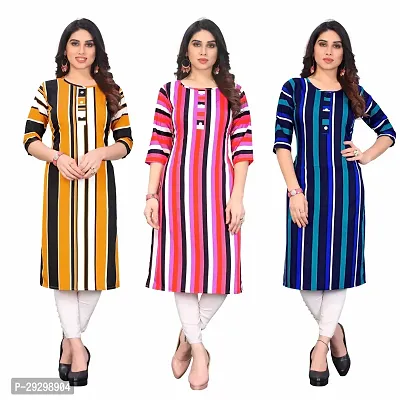 Stylish Multicoloured Crepe Kurta For Women Combo Of 3