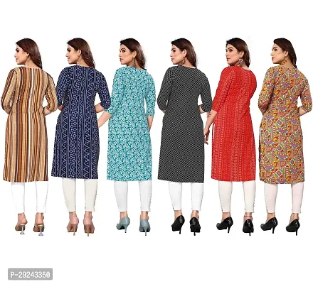 Beautiful Crepe Printed Straight Kurta For Women Pack of 6-thumb2