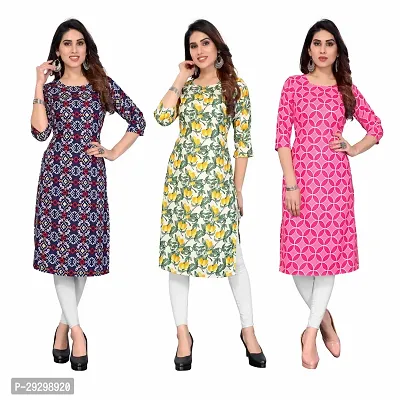 Stylish Multicoloured Crepe Kurta For Women Combo Of 3