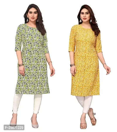 Pretty Crepe Printed Straight Kurta Combo Of 2