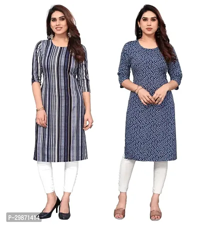 Pretty Crepe Printed Straight Kurta Combo Of 2-thumb0