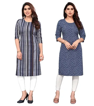 Combo Of 2 Crepe Printed Kurtis