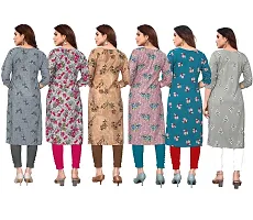 Beautiful Crepe Printed Straight Kurta For Women Pack of 6-thumb1