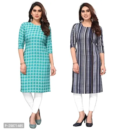 Pretty Crepe Printed Straight Kurta Combo Of 2