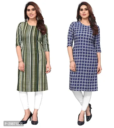 Pretty Crepe Printed Straight Kurta Combo Of 2