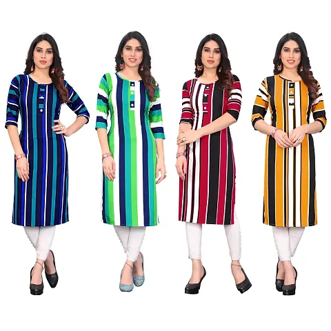 Beautiful Crepe Straight Kurti For Women Pack Of 4