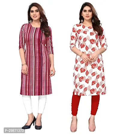 Pretty Crepe Printed Straight Kurta Combo Of 2