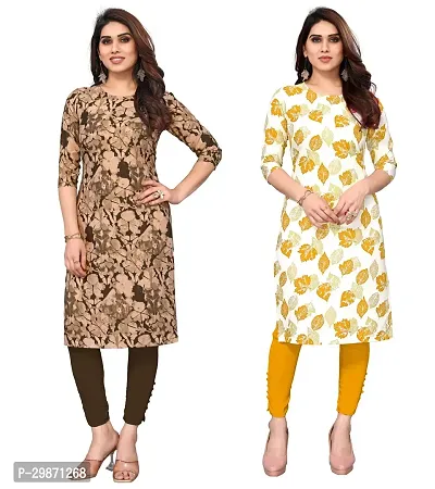 Pretty Crepe Printed Straight Kurta Combo Of 2