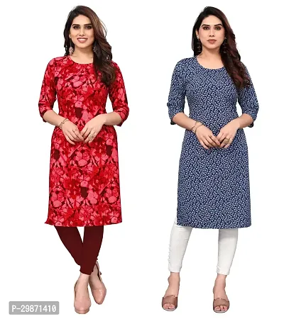 Pretty Crepe Printed Straight Kurta Combo Of 2-thumb0