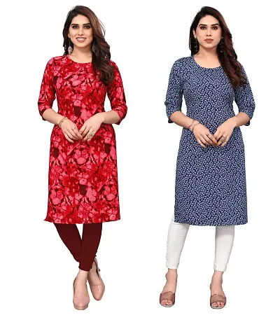 Combo Of 2 Crepe Printed Kurtis