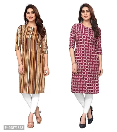 Pretty Crepe Printed Straight Kurta Combo Of 2