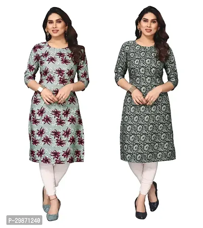 Pretty Crepe Printed Straight Kurta Combo Of 2-thumb0